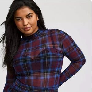 Torrid NWT Mesh Mock Neck Long Sleeve Top Size 1X‎ 14-16